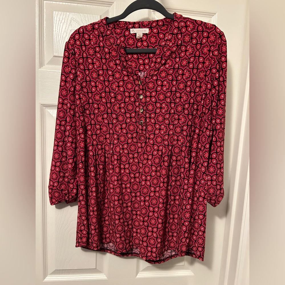 Christopher & Banks 1x Red & White Blouse/Tunic.  Very Nice Condition